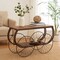 Vintiquewise Industrial Wagon Style Console Table Rustic Wood Top Large Spoke Metal Wheels & Lower Storage Shelf Vintage Accent Display Table for Hallway Entryway Dining Room Living Room or Home Bar